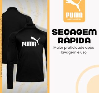 Camiseta Térmica Puma Manga Longa UV50+ Praia Piscina Segunda Pele Adulto Masculina