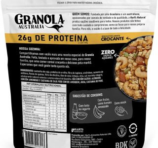Hart’s Natural Granola Australia Low Carb Keto Protein Vanilla Almond Crunch, 26g de Proteína, Granola Sem Açucar, Sem Lactose, Sem Glúten, Vegano, 200g