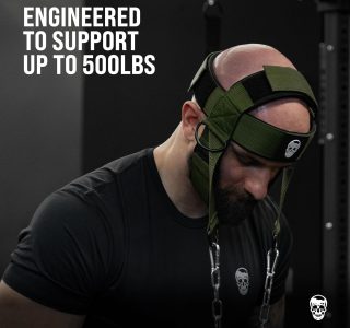 Gymreapers Peitoral para pescoço – Corrente de aço inoxidável resistente, alça de neoprene ajustável, treinador para força e alívio da dor