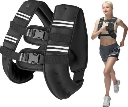 Colete pesado para homens e mulheres, 3,6 kg/5,4 kg/7,3 kg/9,1 kg, colete de peso com listras refletivas para treino, treinamento de força, corrida, fitness, construção muscular, perda de peso