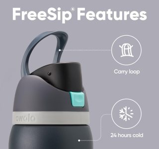 Garrafa térmica Owala FreeSip, com canudo, 1,18 L, Foggy Tide