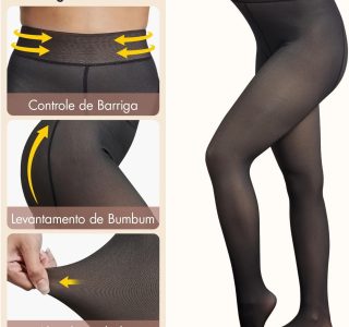 Meia Calça Térmica Forrada Translúcida Feminina Blogueira Legging Conforto com Forro de Lã Peluciada Veludo Interno 200g – (Tamanho Único – veste tam. 36 ao 46) – Marca VIBRANT ®