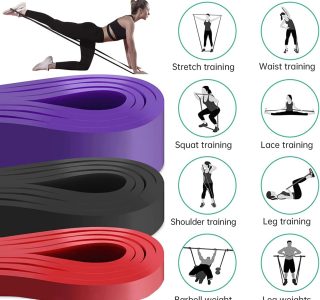 Kit 3 Super Band Elástico Borracha Crossfit Extra Forte Faixas de Resistência (Vermelho+Preto+Roxo)
