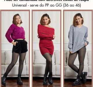 Meia Calça Térmica Forrada Translúcida Feminina Blogueira Legging Conforto com Forro de Lã Peluciada Veludo Interno 200g – (Tamanho Único – veste tam. 36 ao 46) – Marca VIBRANT ®