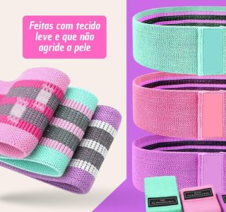 Kit 3 Faixas Elásticas para Treino, Musculação, Yoga, Pilates, Funcional, Crossfit e Fisioterapia | Bands com 3 Resistências
