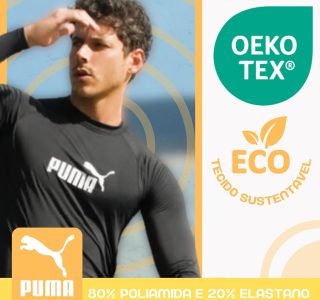 Camiseta Térmica Puma Manga Longa UV50+ Praia Piscina Segunda Pele Adulto Masculina