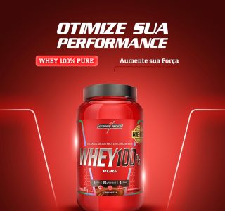Integralmédica – Whey Protein Concentrado Chocolate 100% Pure – 21g de Proteína por Scoop, Suplementação Alimentar Pós-Treino, Fórmula Enriquecida com BCAAs – Pote 900g