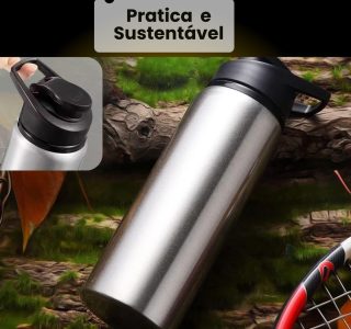 Garrafa de Água 600ml Inox – Squeeze Esportiva com Tampa Rosqueável | Alumínio Durável, Portátil e Livre de BPA para Hidratação em Movimento