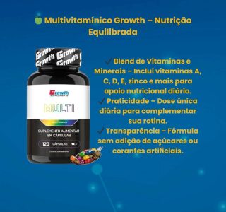 Combo Vitamina B12 120 Capsulas e Multivitaminico 120 Capsulas Growth