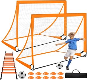 Rede de Futebol, Futebol e Equipamento Treinamento Definir, Trave Futêbol, Gol de Futêbol, com Trave de Gol (119 * 80cm), Bola, Escada de Treino, Cones e Acessórios
