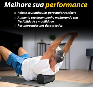 JustGoFit Rolo De Massagem Miofascial Preto 30cm – Alta Densidade Para Alívio Muscular E Exercícios De Reabilitação