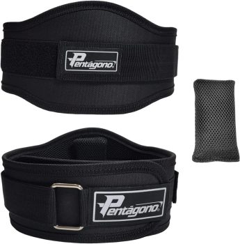 Cinturão Academia Tamanho Único Ajustável Pentágono New Sport, (Serve do PP ao GG), com Proteção Lombar e Fecho, Apoio Removível, Confortável e Seguro