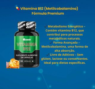 Combo Vitamina B12 120 Capsulas e Multivitaminico 120 Capsulas Growth