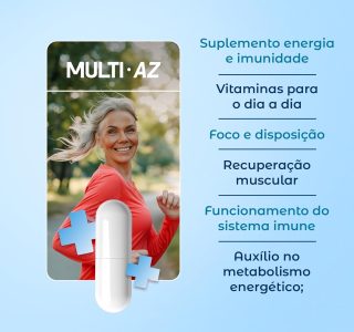 Multi.AZ Fundamental Nutrition – Longa Duração: 3 Meses de Uso, 19 Vitaminas e Minerais Essenciais, Multivitamínico 90 Cápsulas – Polivitaminico Completo, Fortalvit