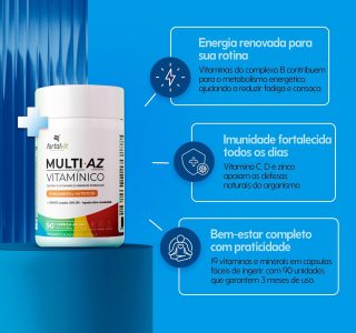 Multi.AZ Fundamental Nutrition – Longa Duração: 3 Meses de Uso, 19 Vitaminas e Minerais Essenciais, Multivitamínico 90 Cápsulas – Polivitaminico Completo, Fortalvit