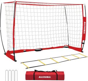 BaseGoal Gol De Futebol, Rede De Futebol, Gols De Futebol Para Quintal, Com Estrutura De Arco, Base De Metal Dobrável E Escada De Agilidade