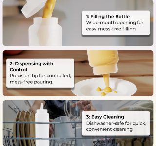 Garrafa de plástico para espremer, garrafa de condimento – transparente – plástico premium – 236 ml – ponta de precisão – 1 caixa – Restaurantware