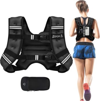 BAGAIL Colete com peso de 2,3 kg/4,5 kg/5,4 kg/6,8 kg/9,1 kg/11,3 kg/13,6 kg com bolsa removível para telefone, colete para mulheres, homens, caminhada, perda de peso, treinamento, corrida