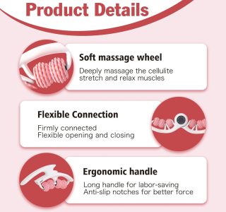 Ferramenta de massagem celulite massageador de drenagem linfática para coxas, pernas e nádegas, rolo anticelulite com alças destacáveis, ferramenta de massagem de fáscia para pele contornada e mais