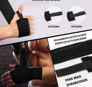SPANK Bandagem Atadura Elástica Muay Thai Boxe 3 metros – Faixa Boxe – Muathai – Kickboxing – Karate – MMA – Artes Marciais – Profissonal – Proteção Mãos e Punhos – Treino Unissex