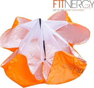 F1TNERGY Corrida resistência paraquedas durável 142.2 cm laranja velocidade Sprint Training Chute – bolsa de transporte grátis – Maximiza e aceleração explosiva futebol futebol agilidade escada