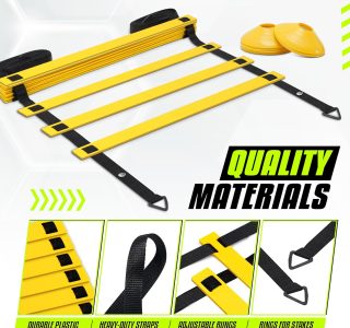 Yes4All Escada de agilidade – Equipamento de treinamento de velocidade ajustável e agilidade para todas as idades – Durável, portátil, vários conjuntos disponíveis