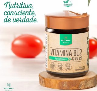 Nutrify – Vitamina B12 – Metilcobalamina 414% VD – Multivitamínico – Suplemento Alimentar para o Metabolismo Energético – Vegano e Livre de Aditivos Artificiais – 60 Cápsulas
