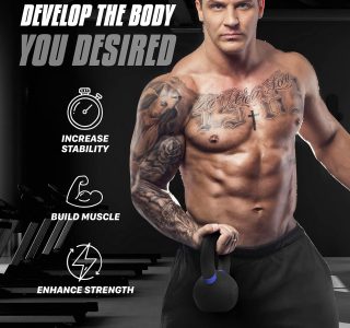 Yes4All Kettlebells revestidos com pó – 4, 6, 8, 10, 12, 14, 16, 20, 24, 32, 40kg