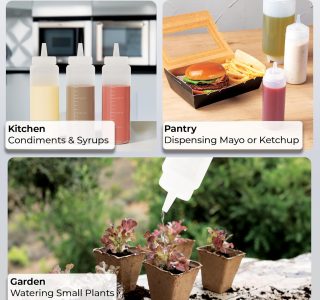 Garrafa de plástico para espremer, garrafa de condimento – transparente – plástico premium – 236 ml – ponta de precisão – 1 caixa – Restaurantware