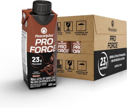 Piracanjuba ProForce 23g de Proteínas Zero Lactose Sabor Cacau – 12 Unidades de 250ml