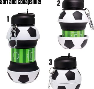 Garrafa de Água – Squeeze Retrátil em Silicone de 520 ml, Tema Futebol, Maccabi Art.