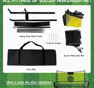 Rede De Rebote De Futebol Portátil, Rede De Gol De Futebol 2 Em 1 Para Passes E Vôlei, Treinador De Futebol Para Treinamento Em Equipe Ou Solo, Equipamento De Prática De Futebol, 7 Pés * 4