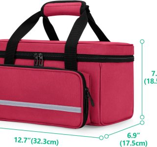 CURMIO Bolsa pequena de primeiros socorros vazia, kit de primeiros socorros para família, caixa organizadora de medicamentos para casa e viagem, vermelha (patente pendente)