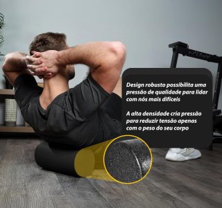 JustGoFit Rolo De Massagem Miofascial Preto 30cm – Alta Densidade Para Alívio Muscular E Exercícios De Reabilitação