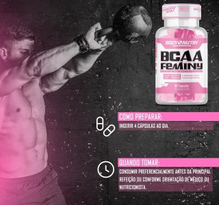 BCAA Feminino 60 Capsulas Aminoacidos Essenciais Enriquecido com vitamina B6 Sem Sabor Ultra Concentrado Rapida Absorção Importado Original