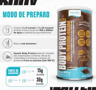 BODY PROTEIN SABOR CACAU – 600 G – EQUALIV
