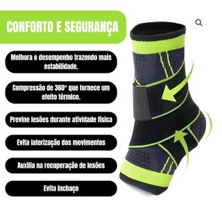Tornozeleira Premium De Compressão Estabilizadora Ortopédica Elástica, Ajustável E Confortável, Para Esportes, Marca VARENZIA