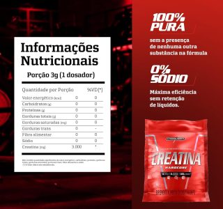Integralmedica Creatina Hardcore – Pura Creatina Monohidratada em Pó – Suplemento para Ganho de Massa Muscular, Força e Resistência – Pouch 1kg