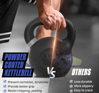 Yes4All Kettlebells revestidos com pó – 4, 6, 8, 10, 12, 14, 16, 20, 24, 32, 40kg