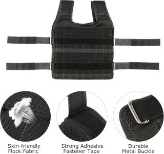 HXBER Carga máxima 15 kg/35 kg colete ajustável peso exercício peso carga pano treinamento de força com 6 kg peso da perna 5 kg peso do braço (vazio)