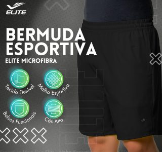 Short Bermuda Academia Masculina Elite Esportiva Flexível Com Bolso