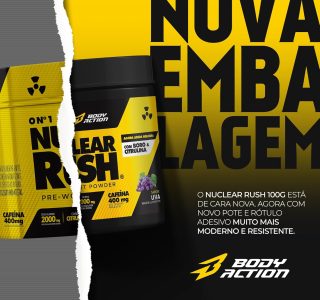 Pré Treino Nuclear Rush 100g Sabor Morango Bodyaction