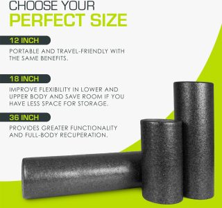 ProsourceFit Rolo de espuma extra firme de alta densidade para terapia muscular e exercícios de equilíbrio, 30 x 15 cm, preto