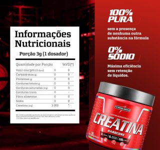 Integralmedica – Creatina em Pó Hardcore 100% Pura e Monohidratada – 300g