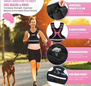 Colete feminino com peso ajustável de 2,7 a 5,4 kg, com 6 pesos de ferro, ótimo colete pesado com bolsos e tiras refletivas para corrida, caminhada, treino e treinamento de força
