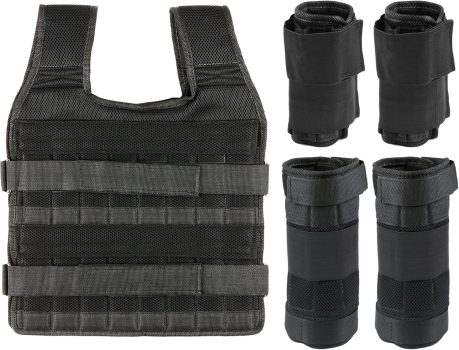 HXBER Carga máxima 15 kg/35 kg colete ajustável peso exercício peso carga pano treinamento de força com 6 kg peso da perna 5 kg peso do braço (vazio)