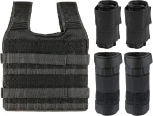 HXBER Carga máxima 15 kg/35 kg colete ajustável peso exercício peso carga pano treinamento de força com 6 kg peso da perna 5 kg peso do braço (vazio)