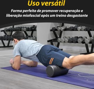 JustGoFit Rolo De Massagem Miofascial Preto 30cm – Alta Densidade Para Alívio Muscular E Exercícios De Reabilitação