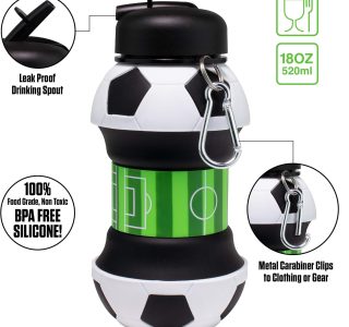 Garrafa de Água – Squeeze Retrátil em Silicone de 520 ml, Tema Futebol, Maccabi Art.