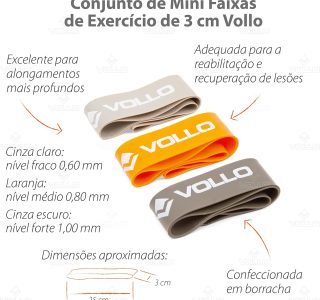 Vollo Kit 3 Mini Faixas de Exercício